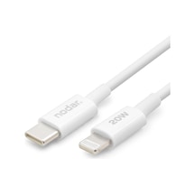 Nodar 20w Usb-c To Lightning Hızlı Şarj Kablosu 1 Metre Pd Veri Kablosu İphone 14, 13, 12, 11, Pro, Max, İpad Uyumlu Sağlam Ve Dayanıklı Tpu Yalıtım Yüksek Hızlı Veri Transferi Beyaz Nd1151