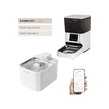 Petfit Aqua Flow Wifi Akıllı Bataryalı Otomatik Kedi Köpek Su Pınarı Çeşmesi Şelalesi+petfit Elevate X 4l Wi-fi Akıllı Otomatik Mama Kabı Besleme Ünitesi Bundle