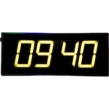 Dijital Led Duvar Ve Masa Saati Ve Derece - Sarı Kasa Ölçüsü: 16x40 Cm