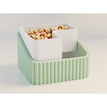 3d Baskı Fıstık Kasesi - Çift Hazneli Kabuk Ayırıcı Sunum Kasesi - Mint Beyaz Diğer