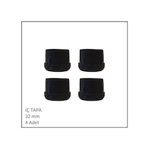 Plastik İç Tapa, Yuvarlak, 32 Mm 4 Adet Siyah