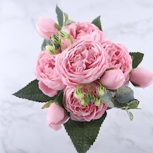 Pembe 30cm Gül Pembe İpek Şakayık Buket 5 Büyük Kafa Ucuz Sahte Çiçekler Düğün Süslemeleri