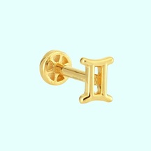 Altın Tragus Piercing 14 Ayar Ikizler Burcu Altın