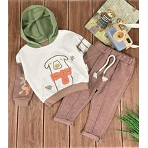 Kapşonlu Alt Üst İkili Takım Kahverengi