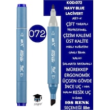 Çift Taraflı Profesyonel Çizim Kalemi Kalıcı Mürekkep Üçgen Gövde İnce Uç 1 Mm Kesik Uç 2-6mm Sketch 072-lacivert