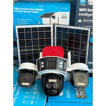 Okam 4075 4g 3 Kameralı 10x Optik Zoomlu Solar Güvenlik Kamerası
