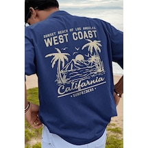 Genius Store Erkek Tişört Pamuklu Kumaş Sırt Baskılı Tişört Sokak Modası Rahat Kalıp T-shirt West-indigo