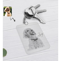 Bk Gift Kişiye Özel Evcil Hayvan Karakalem Tasarımlı Şeffaf Pleksi Anahtarlık, Arkadaş Hediye, Sevgiliye Hediye Kobitmeyencom33864 Bk Gift