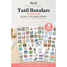Tatil Rotaları Sticker Seti 100 Adet - Turistik Gezi Ve Konaklama Renkli Ajanda Journal Çıkartma Çok Renkli