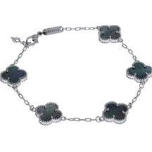 Kadın Antrasit Renk Yonca Model Çelik Bileklik Silver