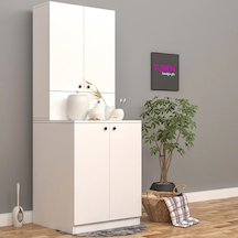 Mine Beyaz Banyo Dolabı Suntalam Antrasit