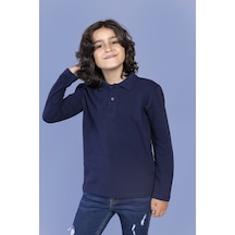 Toontoy Kids Toontoy Unisex Çocuk Polo Yaka Düğmeli Kısa Kollu Tişört Lacivert