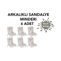 Viphomeconceptltd Sandalye Minderi Arkalıklı Büyük Fermuarlı 6 Adet Marin Desen