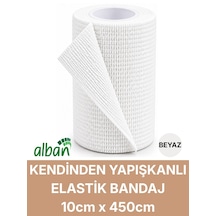 10cm Kendinden Yapışkanlı Elastik Bandaj, Kohesiv Bandaj 10cm X 4.5m Spor, Bilek, Ayak Bileği, Veteriner Bandajı Beyaz