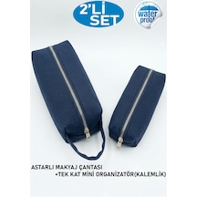2li Set Makyaj Çantası Ve Kalemlik,mini Organizatör Su Geçirmez Tek Gözlü