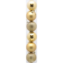 Yılbaşı Ağacı Süsleri 4 Cm Altın Gold Top Süs 6 Lı Paket Altın Gold Yeni Yıl Süsleri