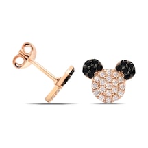Kız Çocuk Mickey Mause 925 Ayar Gümüş Küpe Siyah
