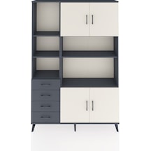 Arges Dolap 8 Raflı 4 Çekmeceli 4 Kapaklı 132x30x195 Antrasit-aytaşı/antrasit Aytası/antrasıt