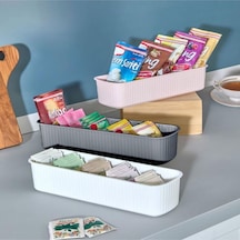 5 Bölmeli Dolap İçi Düzenleyici Çay, Tatlı, Paket Düzenleyici Çok Amaçlı Düzenleyici Pembe Plastik P Diğer