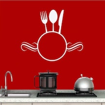 Çatal Kaşık Çemberi Dekoratif Duvar Sticker, Çıkartma, Etiket