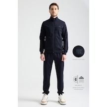 Shooter Sportswear Shooter Erkek Luxe Eşofman Takımı Rahat Kalıp Manşetli Minimal Logo Lacivert