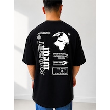 525 Oversize Sırt Baskılı Streetwear Unisex T-shirt Street Siyah