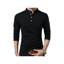 Erkek Business Casual Polo Pamuk Gömlek-siyah