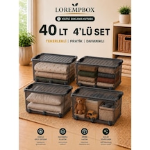 Lorempbox 40 L Tekerlekli Kilitli Saklama Kutusu 4'lü Set Antrasit Diğer