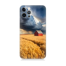Apple Uyumlu iPhone 12 Pro Max Uyumlu Buğday Tarlası Desenli Silikon Kılıf -