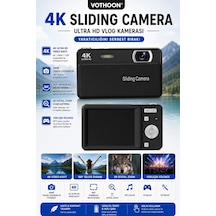 Dijital Kamera 4k Hd 48mp 8x Zoom Flaşlı Kayar Retro Video Kamera 2.4 Ekran 64gb Sd KartSiyah Najmaddin