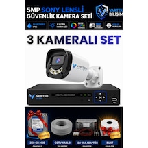 3 Kameralı Full Hd Güvenlik Kamera Seti 250gb Hdd  5mp Gece Renkli Görüşlü - Sabit Ip Gerektirmez