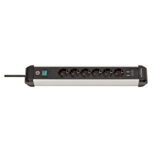 Premium-alu-line Çoklu Priz, Usb/çoklu Priz, 6 Bölmeli, Yüksek Kaliteli Alüminyum 3 M Kablolu Ve Şalterli Priz, 2 Bölmeli Usb 3,1 A, Almanya'da Üretilmiştir 1
