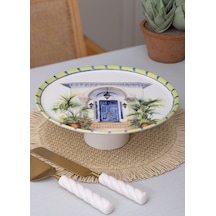 The Mia Palma Ayaklı Servis Tabağı 10x30 Cm Çok Renkli