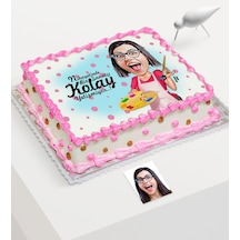 Kişiye Özel Bayan Ressam Karikatür Baskılı Yaş Pasta Için Yenileb