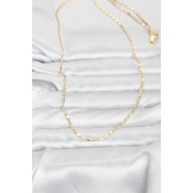 Cm 14k Gold Renk Lazerli Zincir Model 60 Cm Kadın Kolye Altın - Beyaz