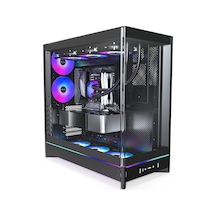 Hs02 Pro, Atx Mid-tower Pc Kasası, Oyun Bilgisayarı, Yüksek Hava Akışı, Ters Çevrilebilir Düzen, Sağlam Kavisli Temperli Cam Ön Panel, 5x Argb Pwm Fan Önceden Yüklenmiş, Gömme Tasarım, Aletsiz