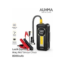 Auhma A8899 4'ü 1 Arada Akü Takviyeli Şarjlı Hava Pompası 8.000 Mah Powerbank & Dijital Fener
