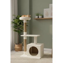 Reyo Pet Kedi Tırmalama Ve Oyun Evi Platformu Beyaz