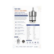 12v 35mm 600 Rpm Jgb37-520 Düz Tip Redüktörlü Dc Motor