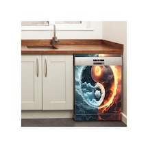 Siyah Gold Mermer Bulaşık Makinesi Kaplama Sticker Kendinden Yapışkanlı Folyo 75x75 Cm