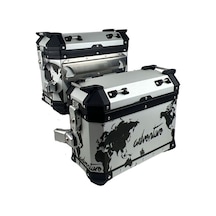 Coocase Alüminyum Yan Çanta 28/33lt Takım Metal Gümüş Adventure-world/black