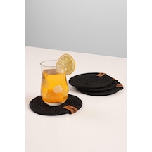 Dekoratif Salyangoz Jüt Dokuma Bardak Altlığı, 4 'lü Bardak Altlığı 001