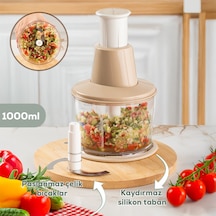 Porsima 232-2 Basmalı Pratik El Rondosu 3 Bıçaklı Blender Doğrayıcı 1000ml Cappuccino Cappuccino