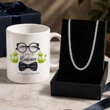Bk Gift Kişiye Özel Babalar Günü Tasarımlı Beyaz Kupa & Sık Gurmet Zincir Kolye -2, Babalar Günü Hediyesi Gümüş Bk Gift Kişiye Özel Babalar Günü Tasarımlı Beyaz Kupa & Sık Gurmet Zincir Kolye -2, Babalar Günü Hediyesi Gümüş
