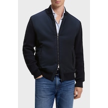 Boss Regular Fit Kolej Yaka Fermuarlı Hırka Erkek Hırka 50565508 404 Lacivert