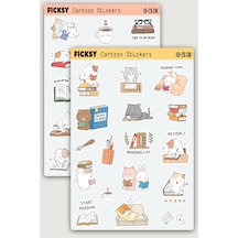Kawaii Stili Sevimli Hayvanlar Kitap Tutkunu Temalı Sticker Seti - 31 Adet Etiket Çıkartma Diğer
