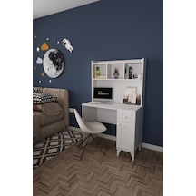 Df09106 Çekmeceli Kapaklı Kitaplıklı Çalışma Masası Bilgisayar Masası Beyaz