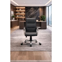 Vento Yönetici Ofis Koltuğu Lüks Büro Koltuğu Ergonomik Yatar Mekanizmalı Deri Siyah