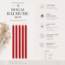 Balmumu Mum Dilek Mumu Doğal Petek İnce Uzun Parti Nişan Düğün Ritüel Doğum Günü Mum 15 Adet Beeswax Candle Kırmızı 50 x 22