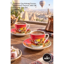 1 Adet Yöresel İkili Fincan Seti Porselen Çay Kahve Fincanı, Geleneksel Tasarım, 6x8 Cm, Porcelain Cup Set Diğer